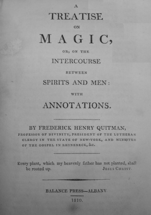 [ Title page of the treatise on magic by Dr. Quitman ]