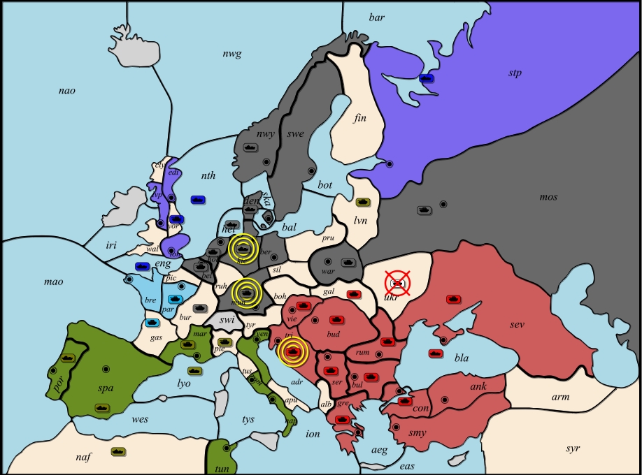 Map of Europe in 1905 but its a game of Diplomacy : r/mapporncirclejerk